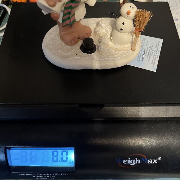 Vintage Kirk's Kritters Angel Cheeks Christmas Figurine With Snowman 2001 - Picture 15 of 15